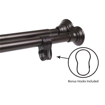 Utopia Alley Utopia Alley DS1RB 42 - 72 in. Rustproof Aluminum Double Tension Straight Shower Curtain Rod - Oil Rubbed Bronze DS1RB